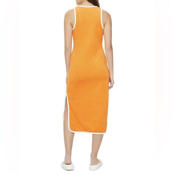 Juicy Couture Women’s Towel Terry Midi Dress W/ Side Slit in Mango Size Medium - Picture 2 of 8